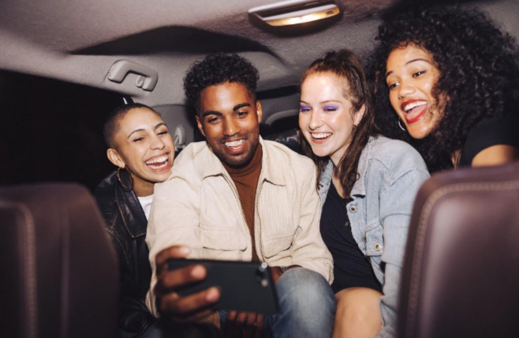 Christmas party in taxi